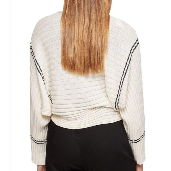 Industry Ribbed Varsity Sweater Small Dolman Sleeve Black and White Slouchy Soft - Picture 11 of 11